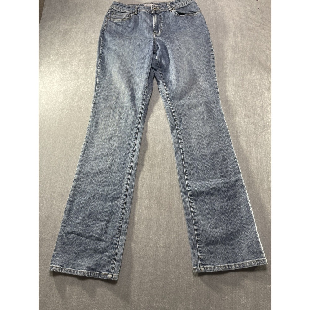 Chico's Platinum Bootcut Jeans Size 0.5 Light Blue Stretch Modern Casual